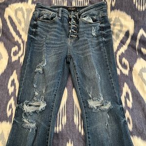 Judy Blue Distressed Flare Jeans - Blue